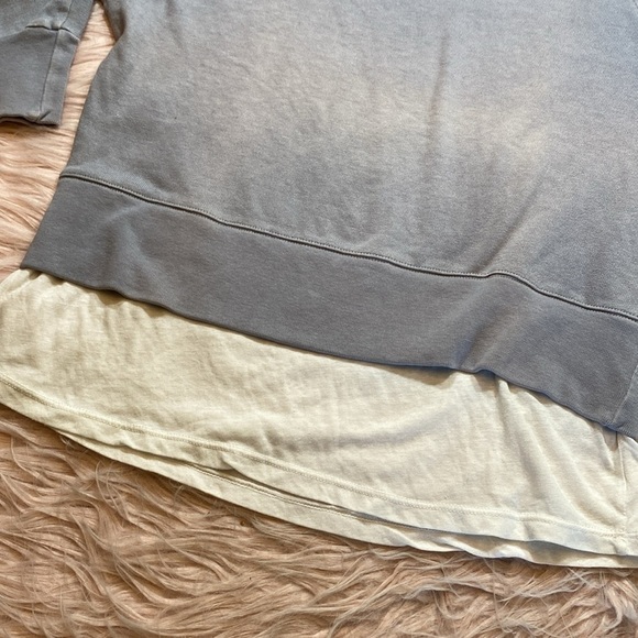 DONATING 11/1 Monrow Blue Layered Pullover Thin Sweatshirt sz XS - Picture 6 of 11